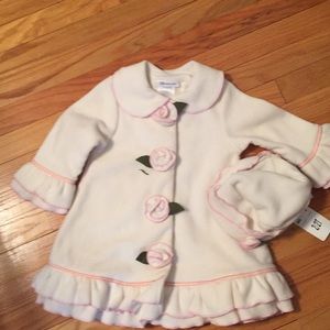 Bonnie Jean  2t boutique cream fleece Jacket/hat